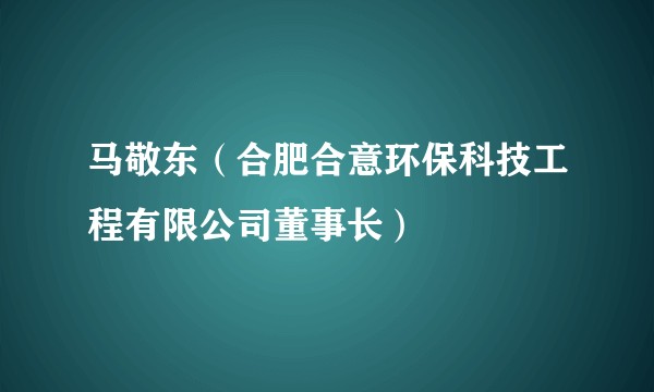 马敬东（合肥合意环保科技工程有限公司董事长）
