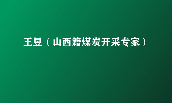 王昱（山西籍煤炭开采专家）