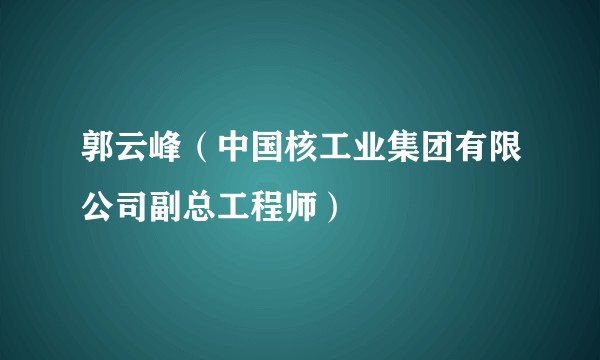 郭云峰（中国核工业集团有限公司副总工程师）