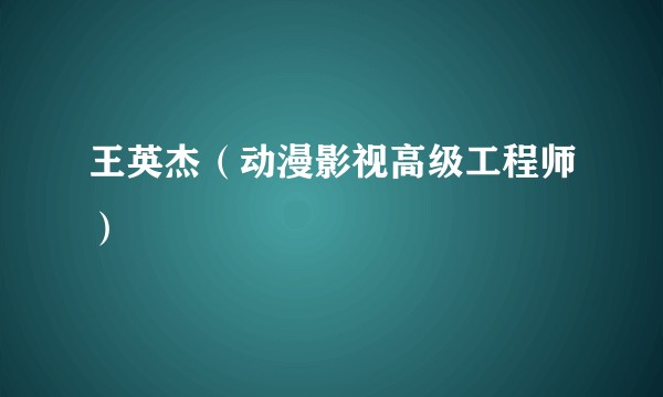 王英杰（动漫影视高级工程师）