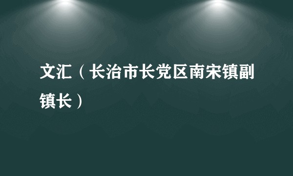 文汇（长治市长党区南宋镇副镇长）