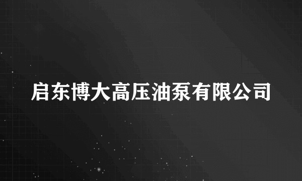 启东博大高压油泵有限公司