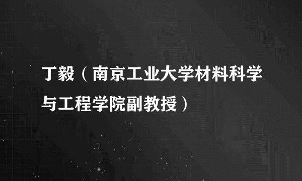 丁毅（南京工业大学材料科学与工程学院副教授）