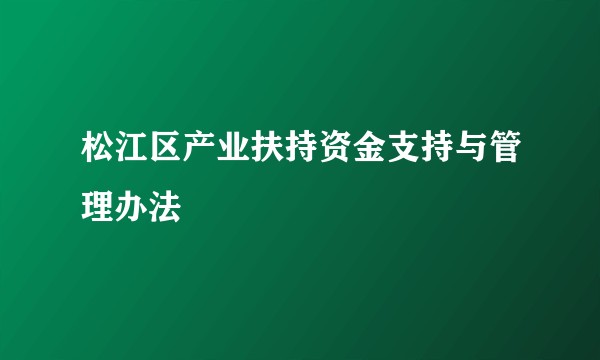 松江区产业扶持资金支持与管理办法