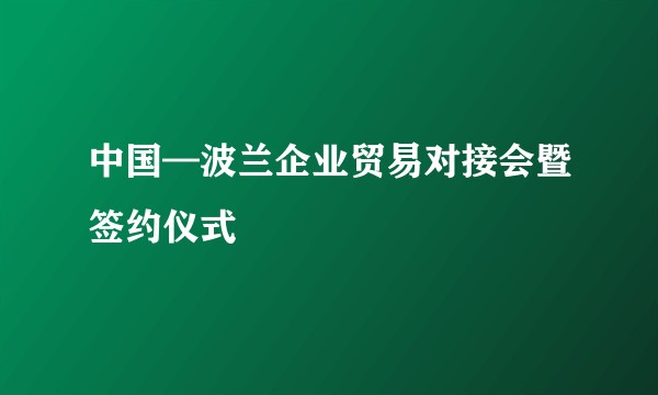中国—波兰企业贸易对接会暨签约仪式