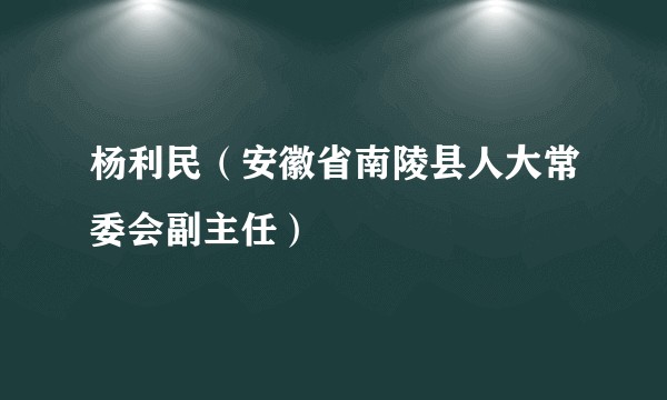 杨利民（安徽省南陵县人大常委会副主任）