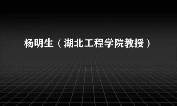 杨明生（湖北工程学院教授）