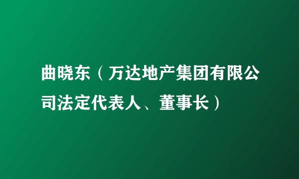 曲晓东(万达地产集团有限公司法定代表人、董事长)