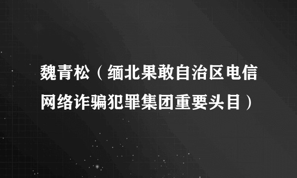 魏青松（缅北果敢自治区电信网络诈骗犯罪集团重要头目）