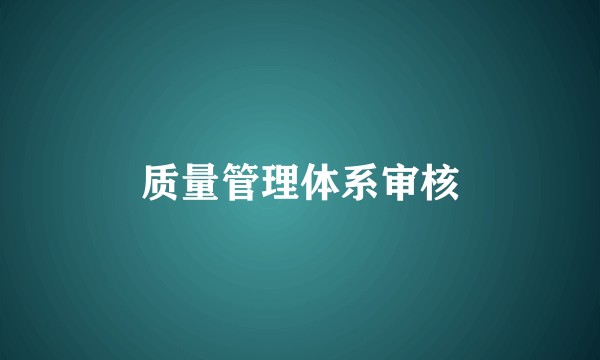 质量管理体系审核