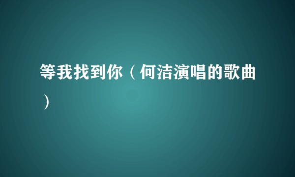 等我找到你(何洁演唱的歌曲)