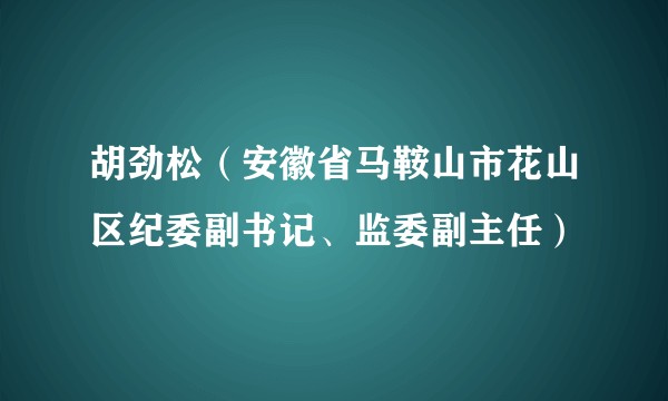 胡劲松（安徽省马鞍山市花山区纪委副书记、监委副主任）
