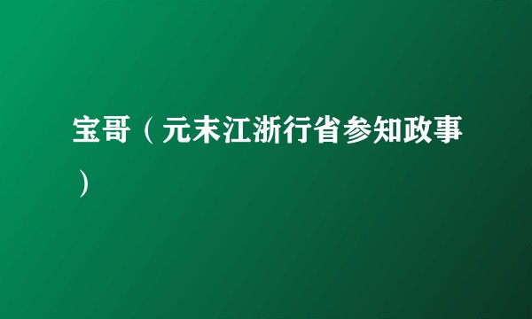 宝哥（元末江浙行省参知政事）