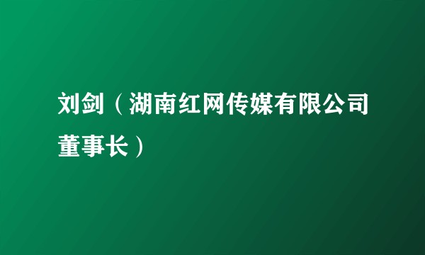 刘剑(湖南红网传媒有限公司董事长)