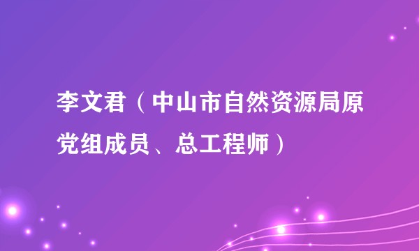 李文君（中山市自然资源局原党组成员、总工程师）