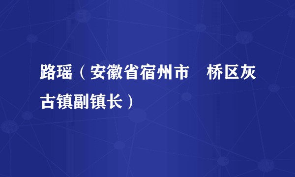 路瑶（安徽省宿州市埇桥区灰古镇副镇长）
