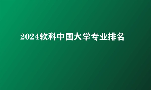 2024软科中国大学专业排名