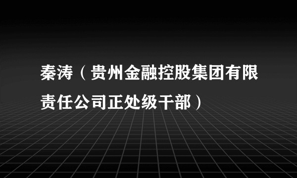 秦涛（贵州金融控股集团有限责任公司正处级干部）