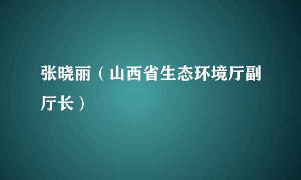 张晓丽（山西省生态环境厅副厅长）