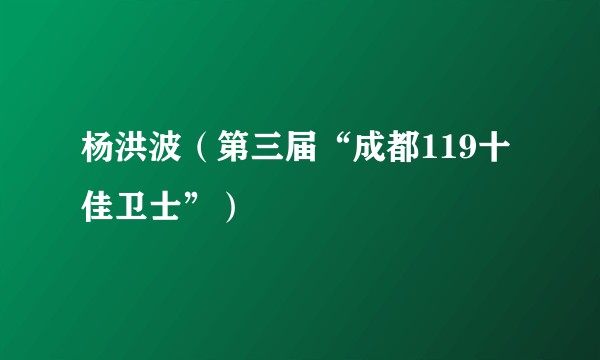 杨洪波(第三届“成都119十佳卫士”)