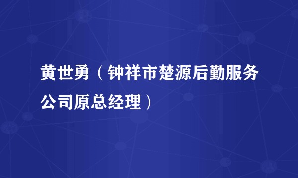 黄世勇（钟祥市楚源后勤服务公司原总经理）