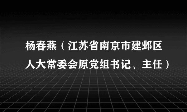杨春燕（江苏省南京市建邺区人大常委会原党组书记、主任）