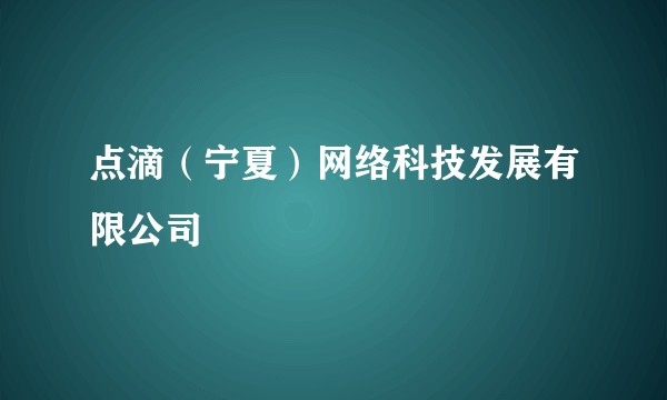 点滴（宁夏）网络科技发展有限公司