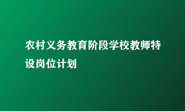 农村义务教育阶段学校教师特设岗位计划