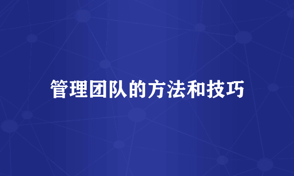 管理团队的方法和技巧
