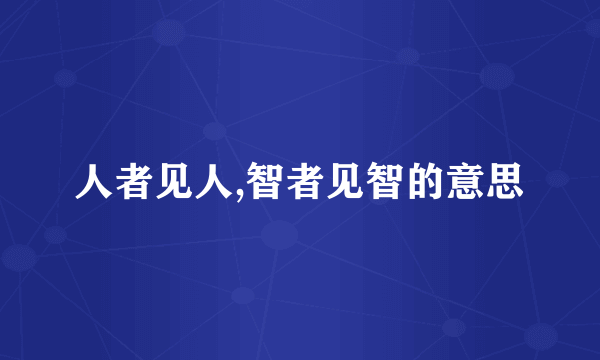 人者见人,智者见智的意思