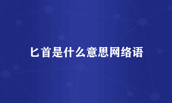 匕首是什么意思网络语