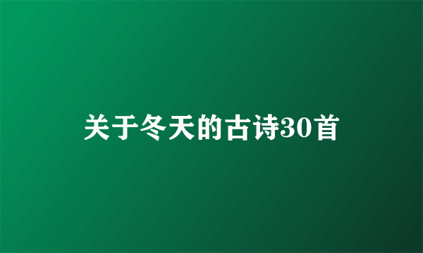 关于冬天的古诗30首