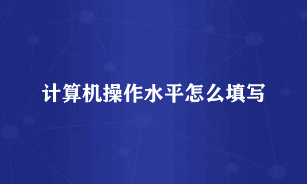 计算机操作水平怎么填写