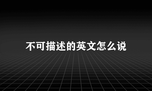 不可描述的英文怎么说
