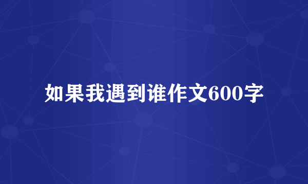如果我遇到谁作文600字