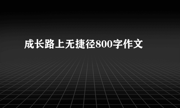 成长路上无捷径800字作文