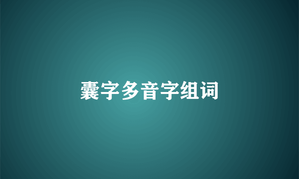囊字多音字组词