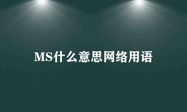 MS什么意思网络用语