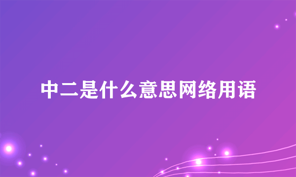 中二是什么意思网络用语