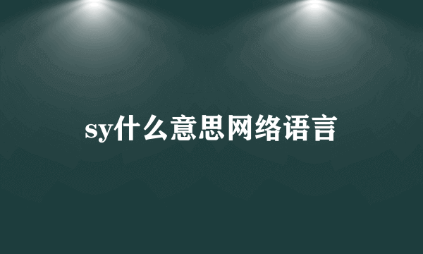 sy什么意思网络语言