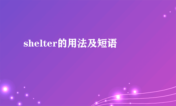 shelter的用法及短语
