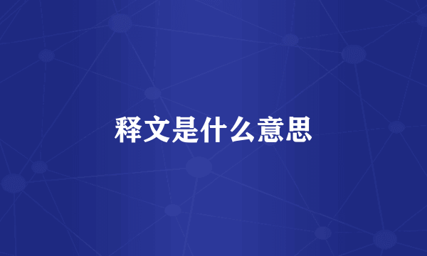 释文是什么意思