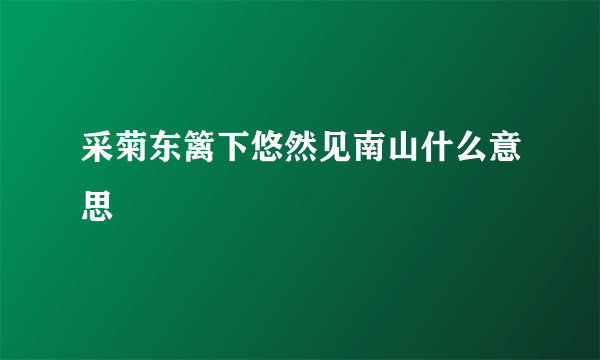 采菊东篱下悠然见南山什么意思