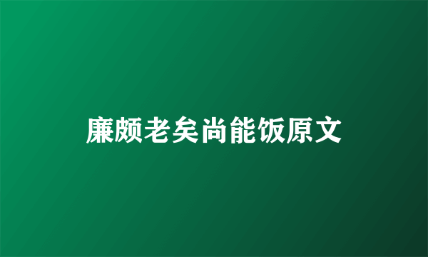 廉颇老矣尚能饭原文