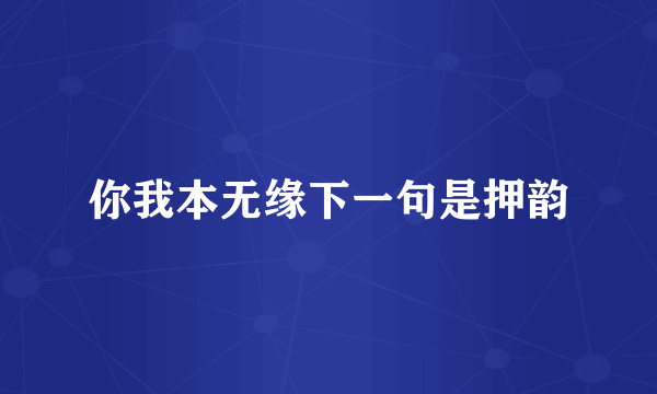 你我本无缘下一句是押韵