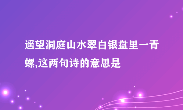 遥望洞庭山水翠白银盘里一青螺,这两句诗的意思是