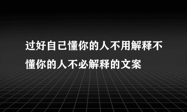过好自己懂你的人不用解释不懂你的人不必解释的文案