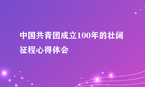中国共青团成立100年的壮阔征程心得体会