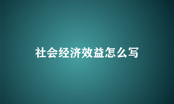 社会经济效益怎么写