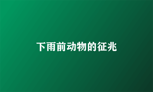 下雨前动物的征兆